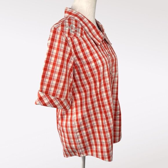 Bit & Bridle Plaid Western Shirt Snap Front Embroidered Yoke Country Cowgirl Sma - Picture 6 of 9